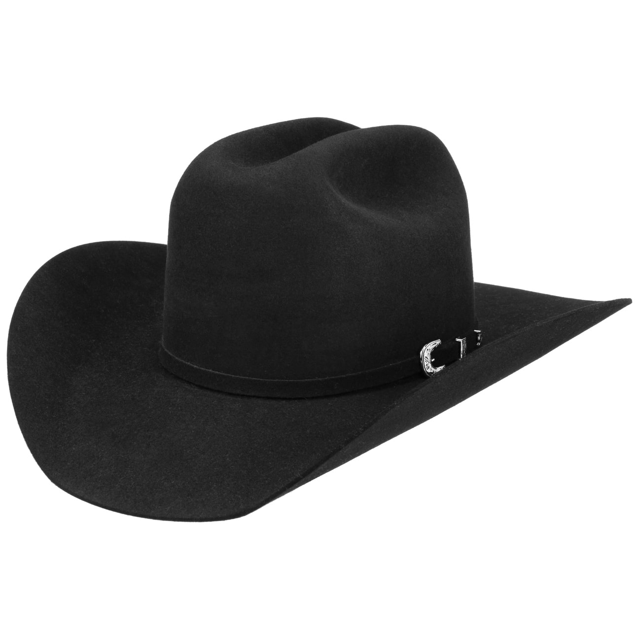 Western Silver Buckle Woolfelt Buffalo Pinch - JJ Hat Center ®