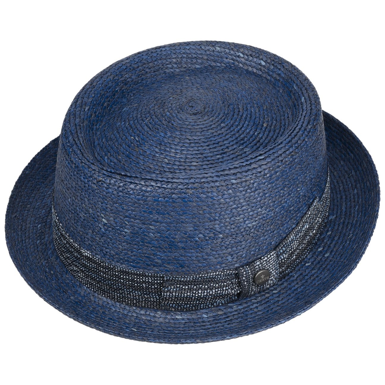 Blue Raffia Pork Pie - JJ Hat Center ®