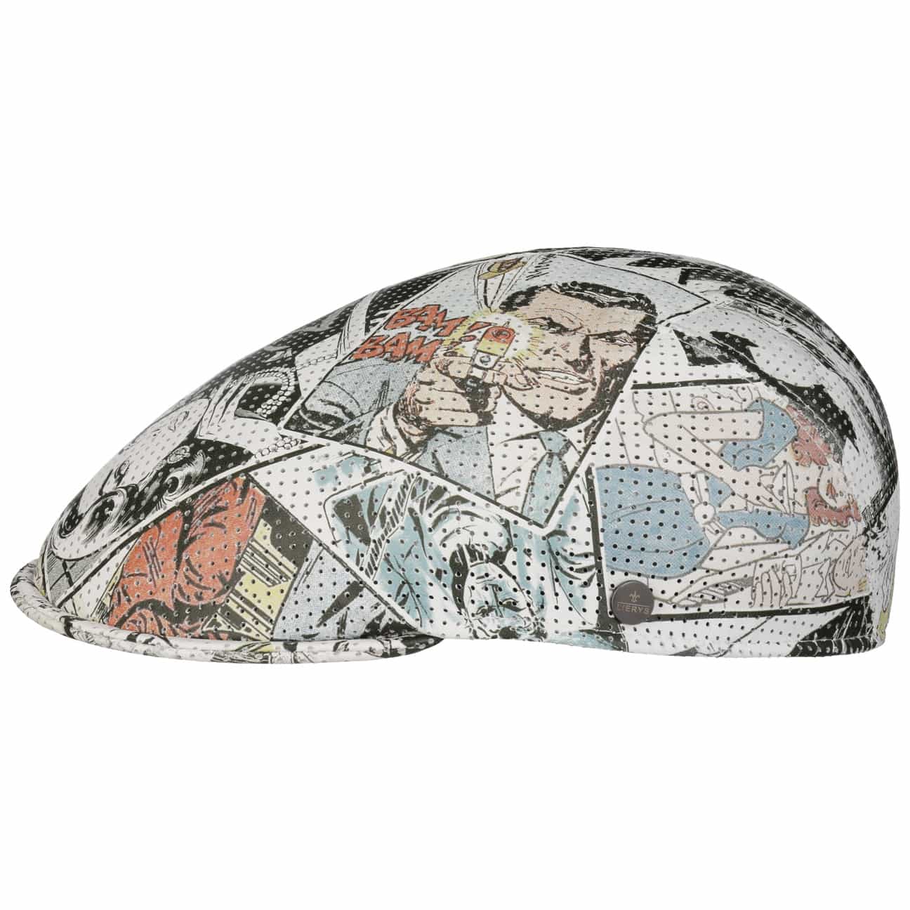 Leather Perforiert Comic Flat Cap - JJ Hat Center ®