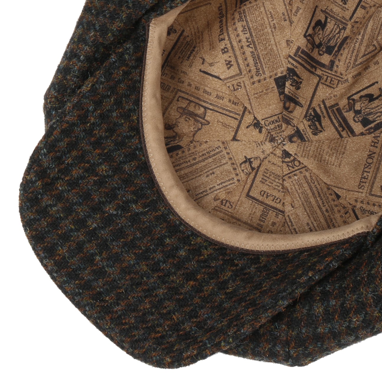 Harris Tweed Houndstooth News Boy Cap - JJ Hat Center ®